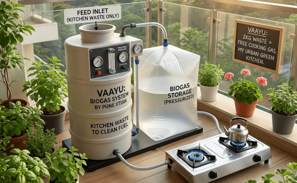 Pune Engineer's 'Vaayu' System Turns Daily Food Waste into Fuel